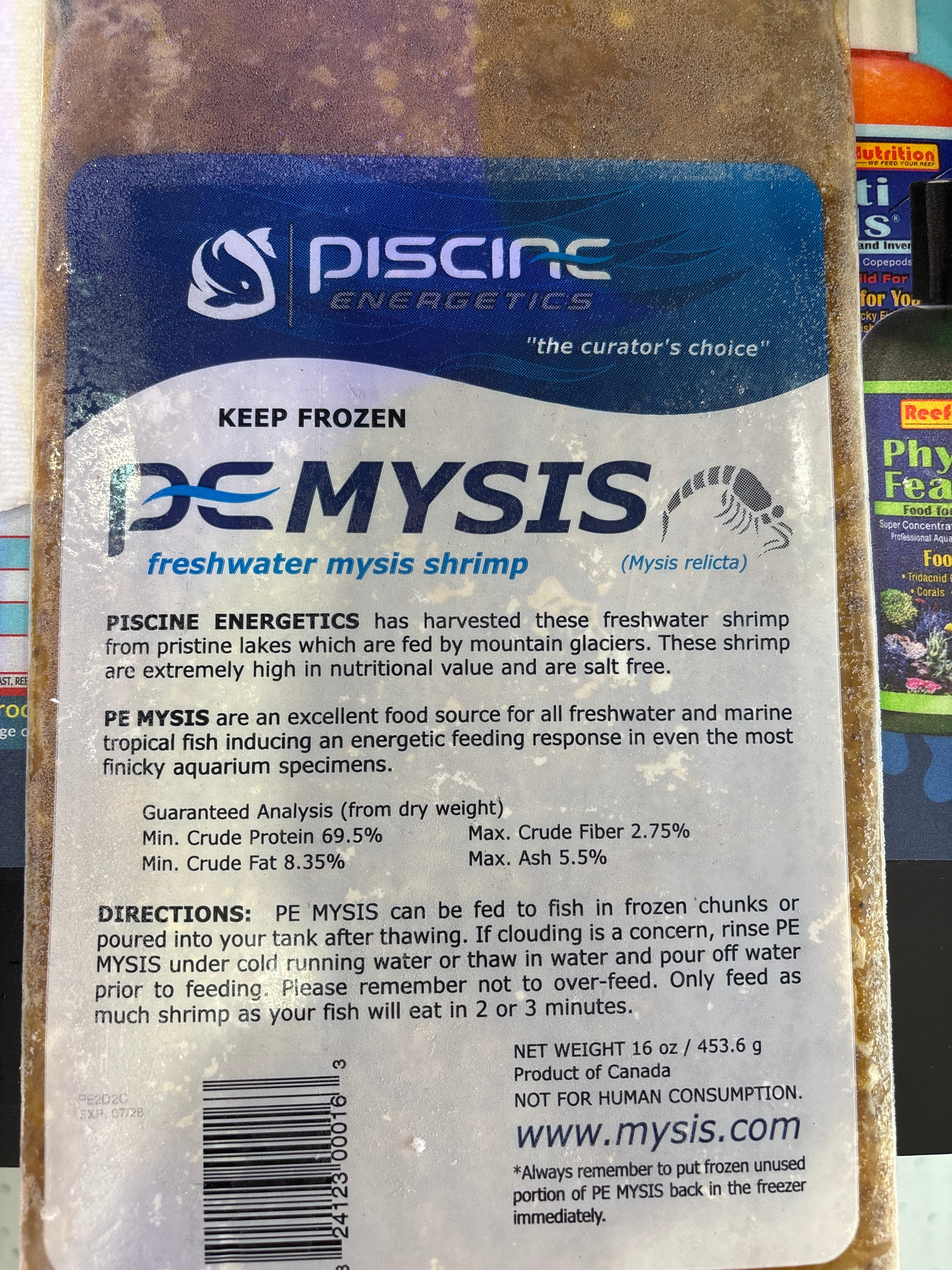 Piscinc fresh water Mysis shrimp 16 oz