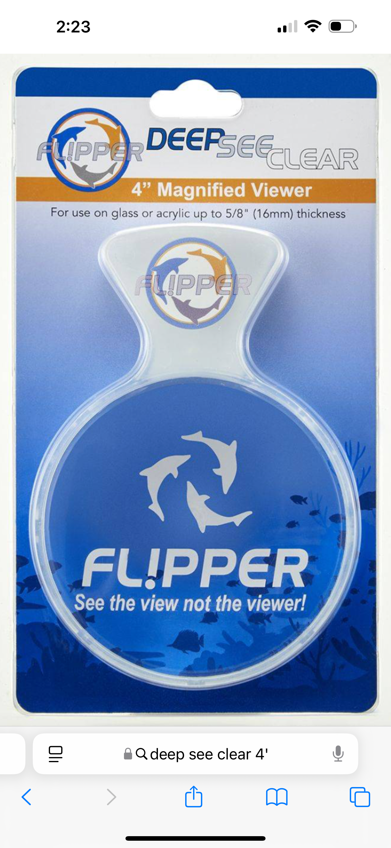 Flipper Deep See Clear 4’’ magnified Viewer